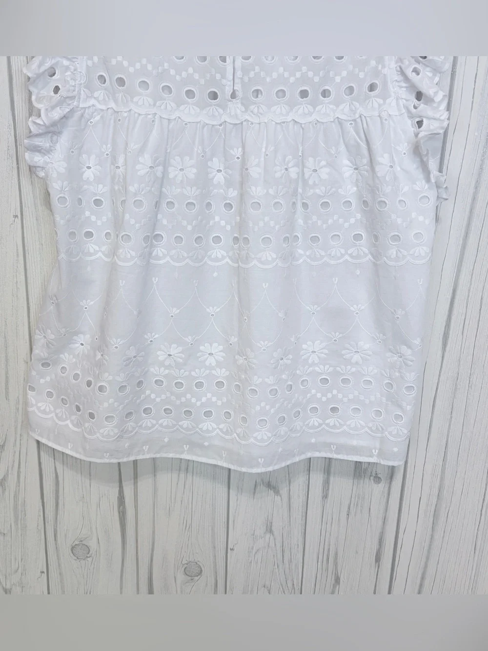 KATE SPADE NY NWOT White Cotton‎ Eyelet Ruffle Top, XL ($179)